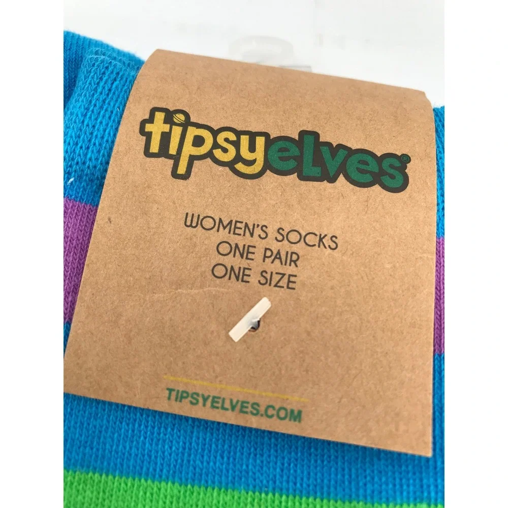 Tipsy Elves Rainbow Striped Socks Womens One Size Multicolor‎ Cotton